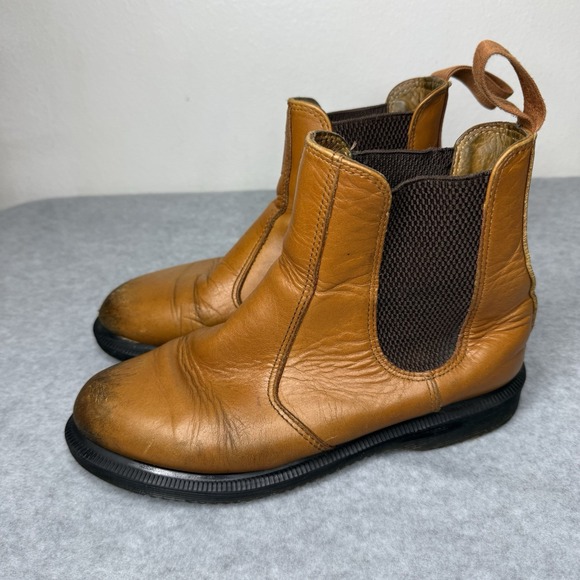 Dr Martens Cognac Flora Chelsea Pull On Boots Distressed Womens US 6 Two Toned - Picture 2 of 16